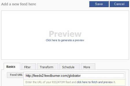 Facebook Feed URL - RSS ленты