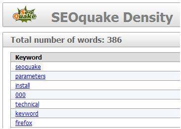 SeoQuake плотность ключевых слов на странице